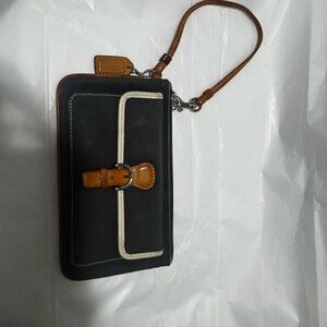 Coach Black and Brown Wallet with Cream Trim